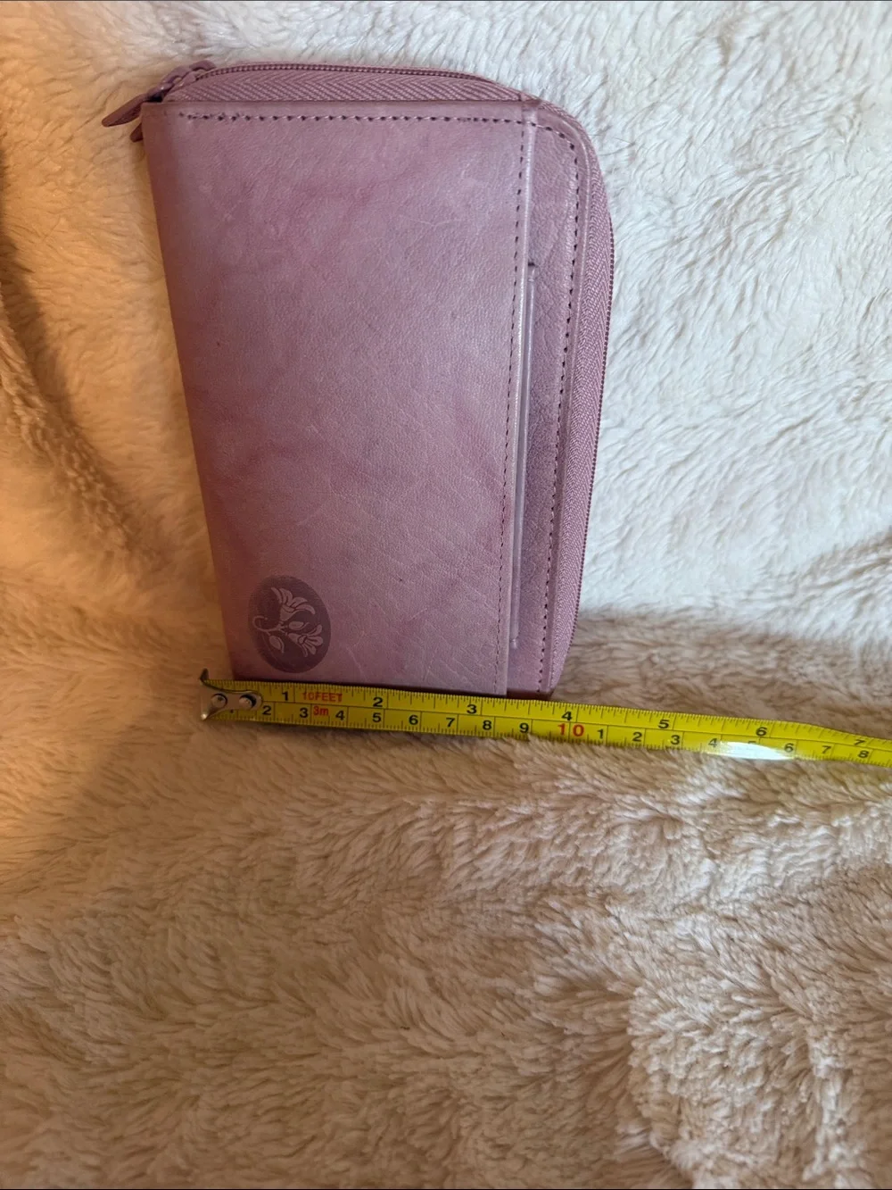 Buxton Pink Top Grain Cowhide Leather Double Zip Around Wallet Marbled Interior